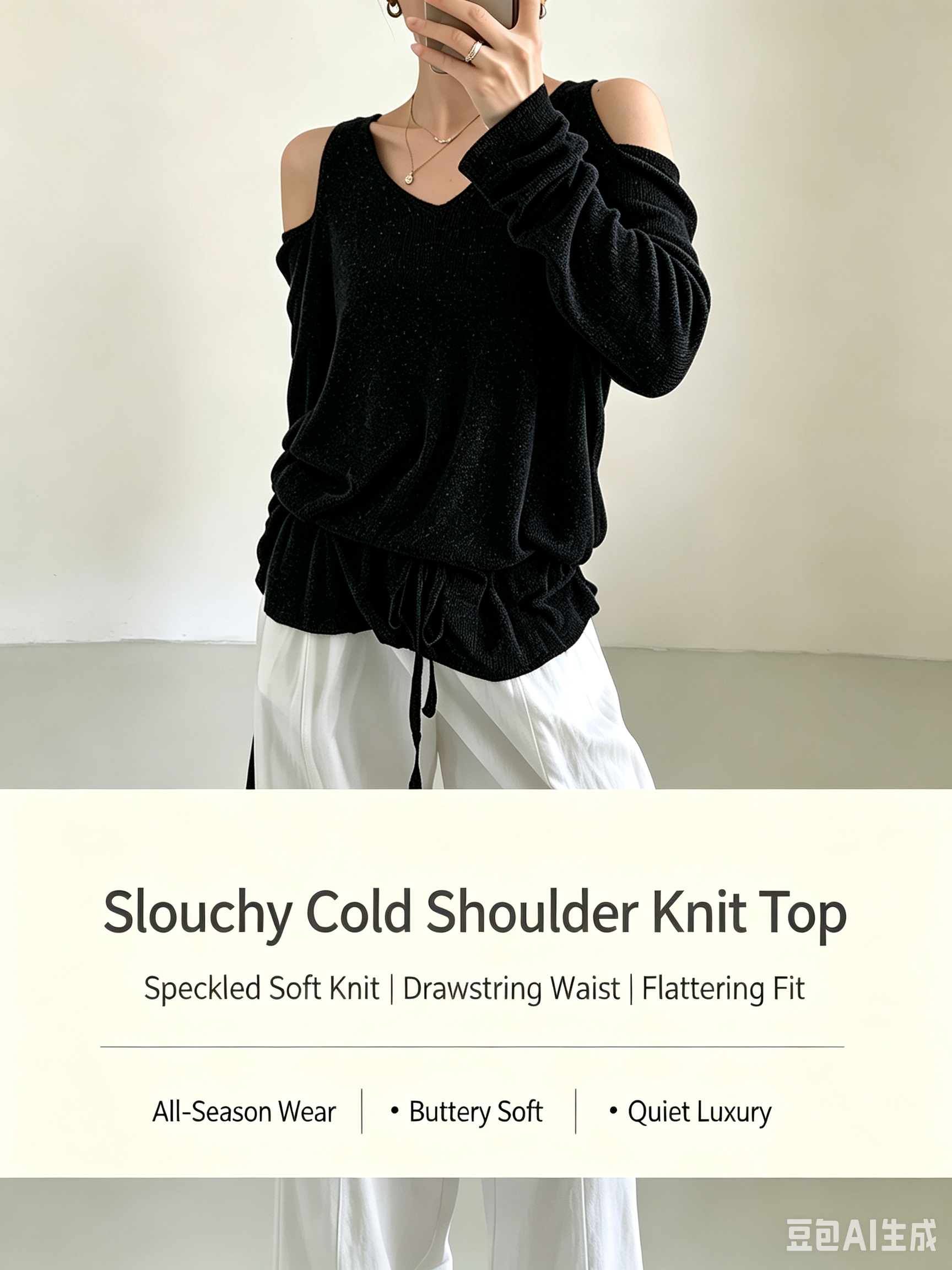 Women’s Thin Knit Shrug Top, V-Neck Off Shoulder Long Sleeve Layering Blouse for Autumn & Winter 316554df4b8f35c62b107e84d6073277
