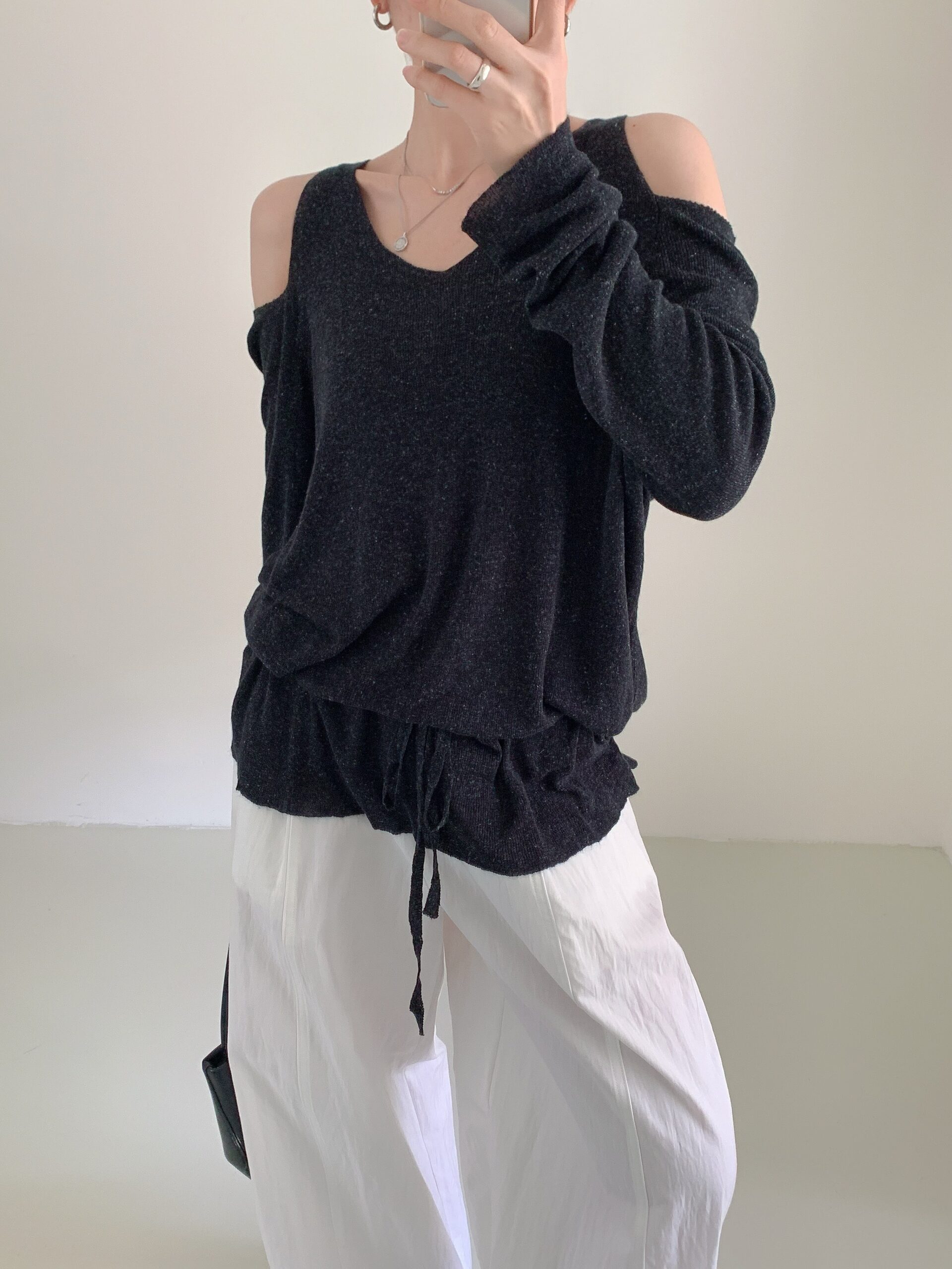 Women’s Thin Knit Shrug Top, V-Neck Off Shoulder Long Sleeve Layering Blouse for Autumn & Winter 3c832e980c1b5fc0d9411bf3b913de05