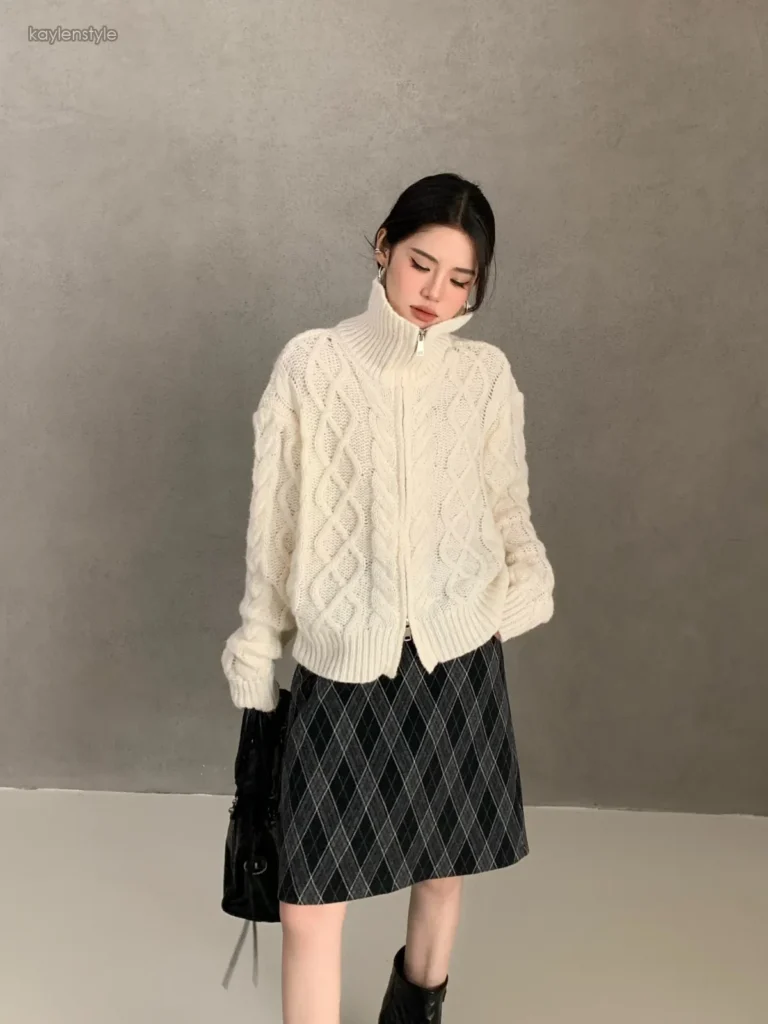 cable v neck long sleeve cardigan ivory 03